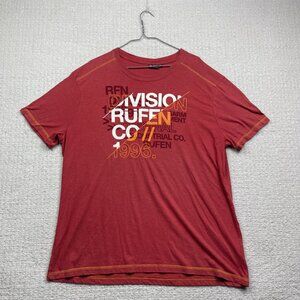 Y2K Rufen Industrial Typography Graphic T-shirt Men XXL Red Short sleeve Casual